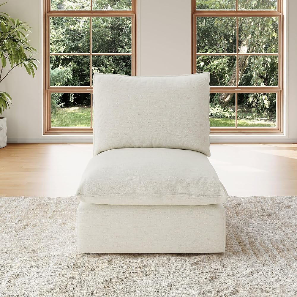 Cloud Modular Sectional, Middle Waterproof High Backrest Sectional Sofas,Down Filled Modular Couch with Removable Washable Cover for Living Room,Cream White