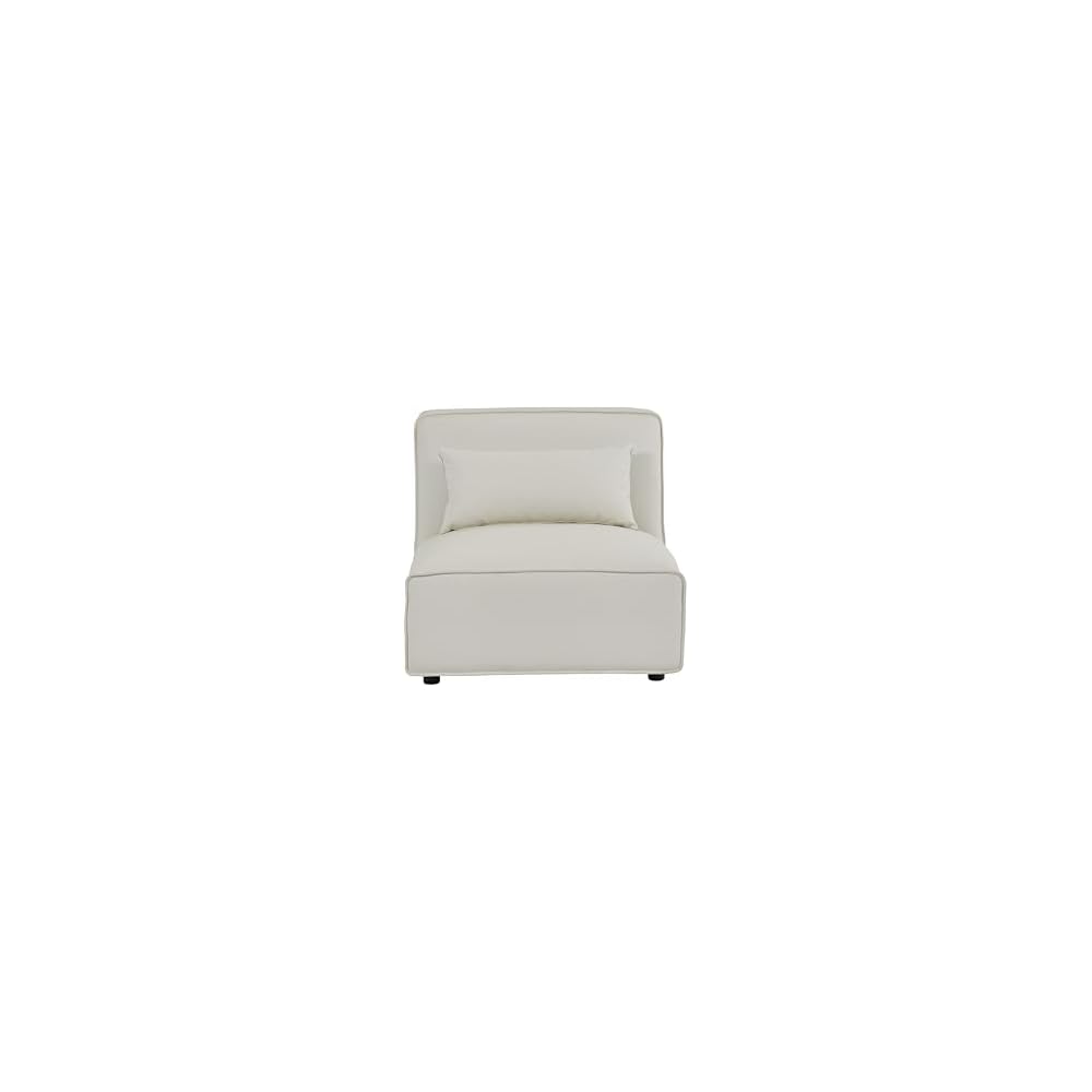 134" Oversized Minimalist-Modern Modular Sectional Sofa, Low Profile Feather Deep Seats Upholstered in Imitation Leather, White