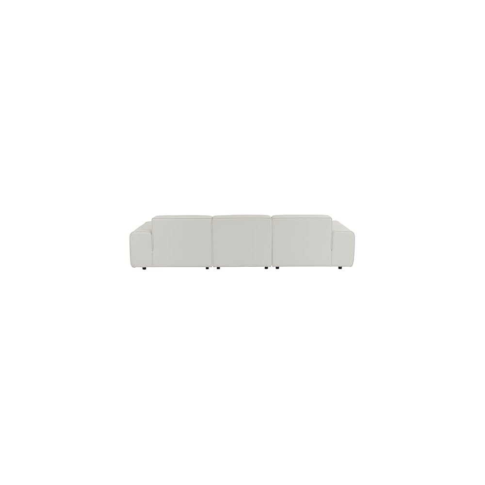 134" Oversized Minimalist-Modern Modular Sectional Sofa, Low Profile Feather Deep Seats Upholstered in Imitation Leather, White