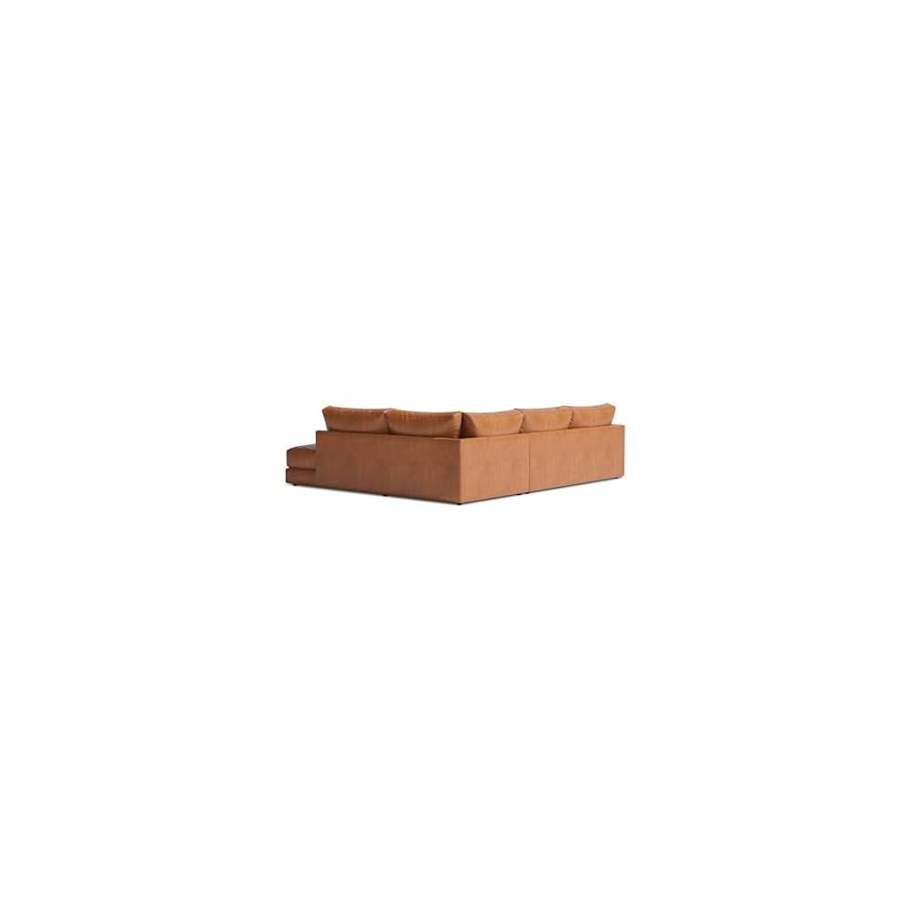 Valencia Serena 108" Full Leather Sectional Sofa with Right Bumper | Nappa 11000 Leather, Modern Low Profile Lounge Sofa | L Shaped Couch for Living Room Furniture, Cognac