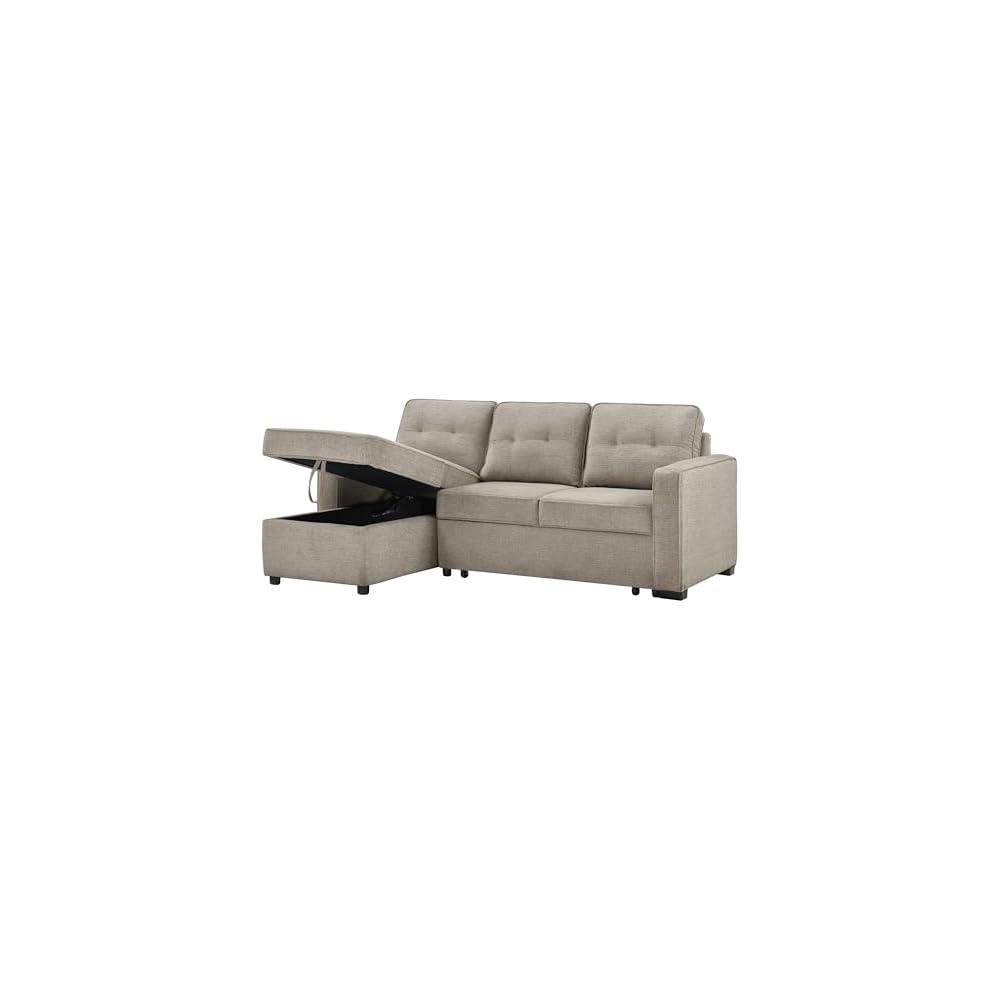 Furniture Noah Brown Reversiable 88" Chofa, Convertible Sleeper Chair, 7-Inch Cushion, 100% Polyester Fabric, 300lb Capacity, Living Room, Sofa, Bed, 88" L x 60.5" D x 36.5" H, Brown