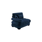 Milano Left-Facing Modular Sectional Sofa Chair with Bolster and Accent Pillows, Single Seater Corner Couch Component, Blue