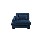 Milano Left-Facing Modular Sectional Sofa Chair with Bolster and Accent Pillows, Single Seater Corner Couch Component, Blue