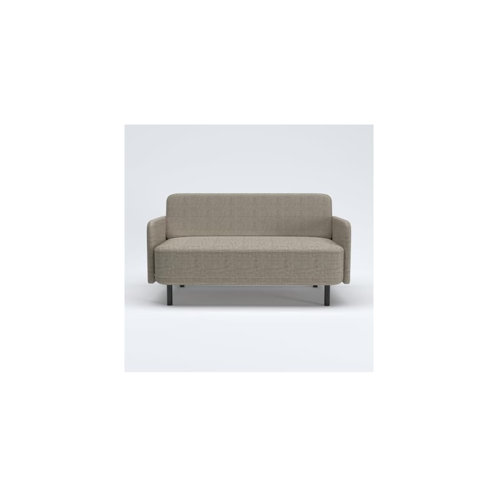 Modern Living Room Loveseat Sofa, Two-Seater Settee, Upholstered Corduroy Fabric Armchair, Love Seat Sofa Chair with Wood Legs for Bedroom/Office/Reading Spaces (Cloud Gray)