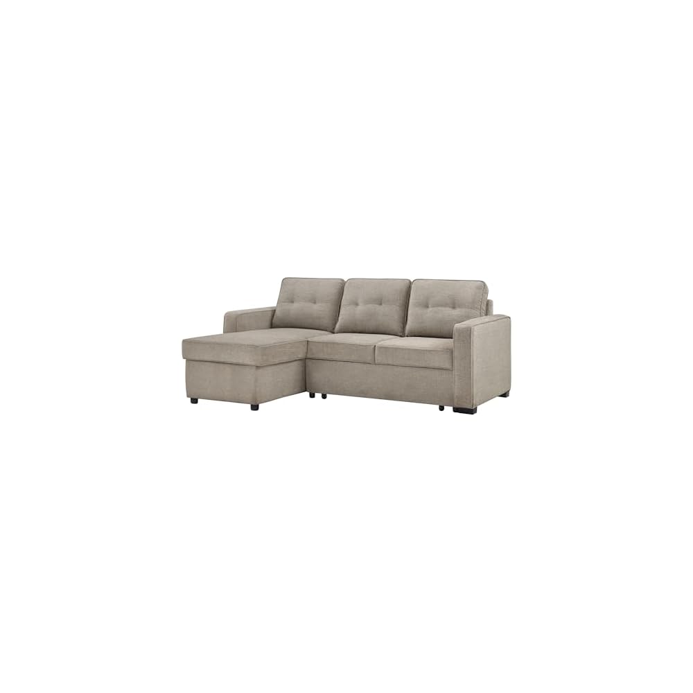 Furniture Noah Brown Reversiable 88" Chofa, Convertible Sleeper Chair, 7-Inch Cushion, 100% Polyester Fabric, 300lb Capacity, Living Room, Sofa, Bed, 88" L x 60.5" D x 36.5" H, Brown