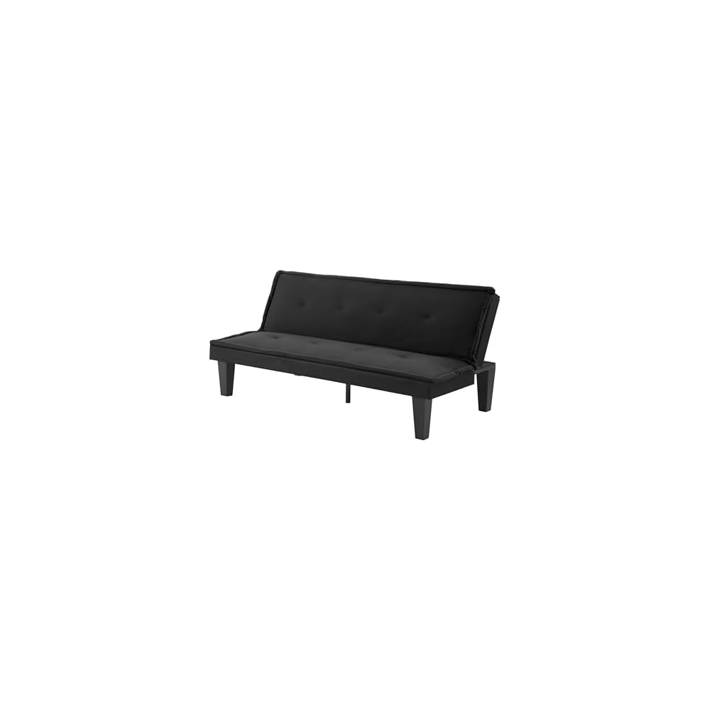 62.99" Faux Suede Futon Sofa Bed, 5‑Position Adjustable Backrest, Convertible Sleeper Couch, Suitable for Living Rooms & Offices, Black