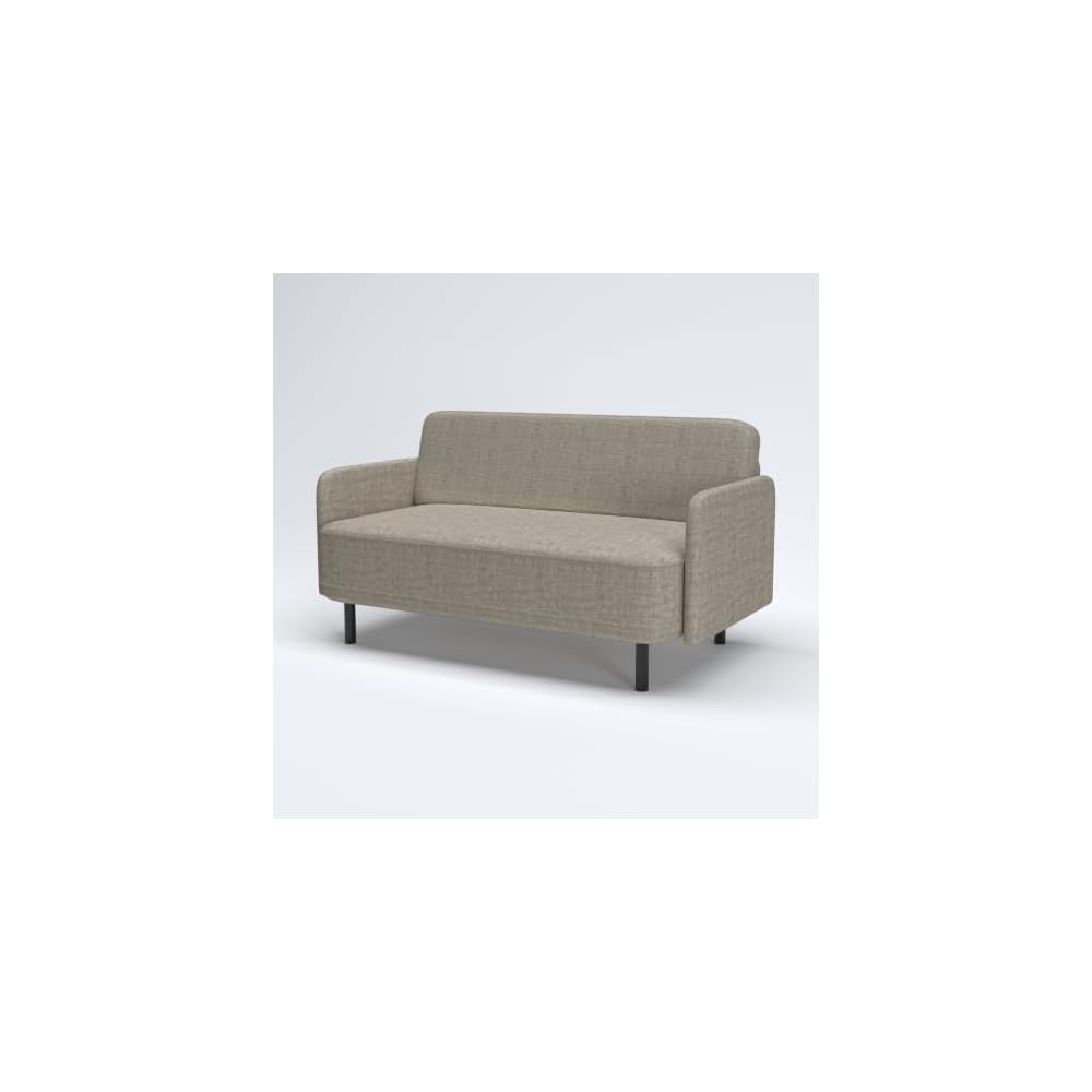 Modern Living Room Loveseat Sofa, Two-Seater Settee, Upholstered Corduroy Fabric Armchair, Love Seat Sofa Chair with Wood Legs for Bedroom/Office/Reading Spaces (Cloud Gray)