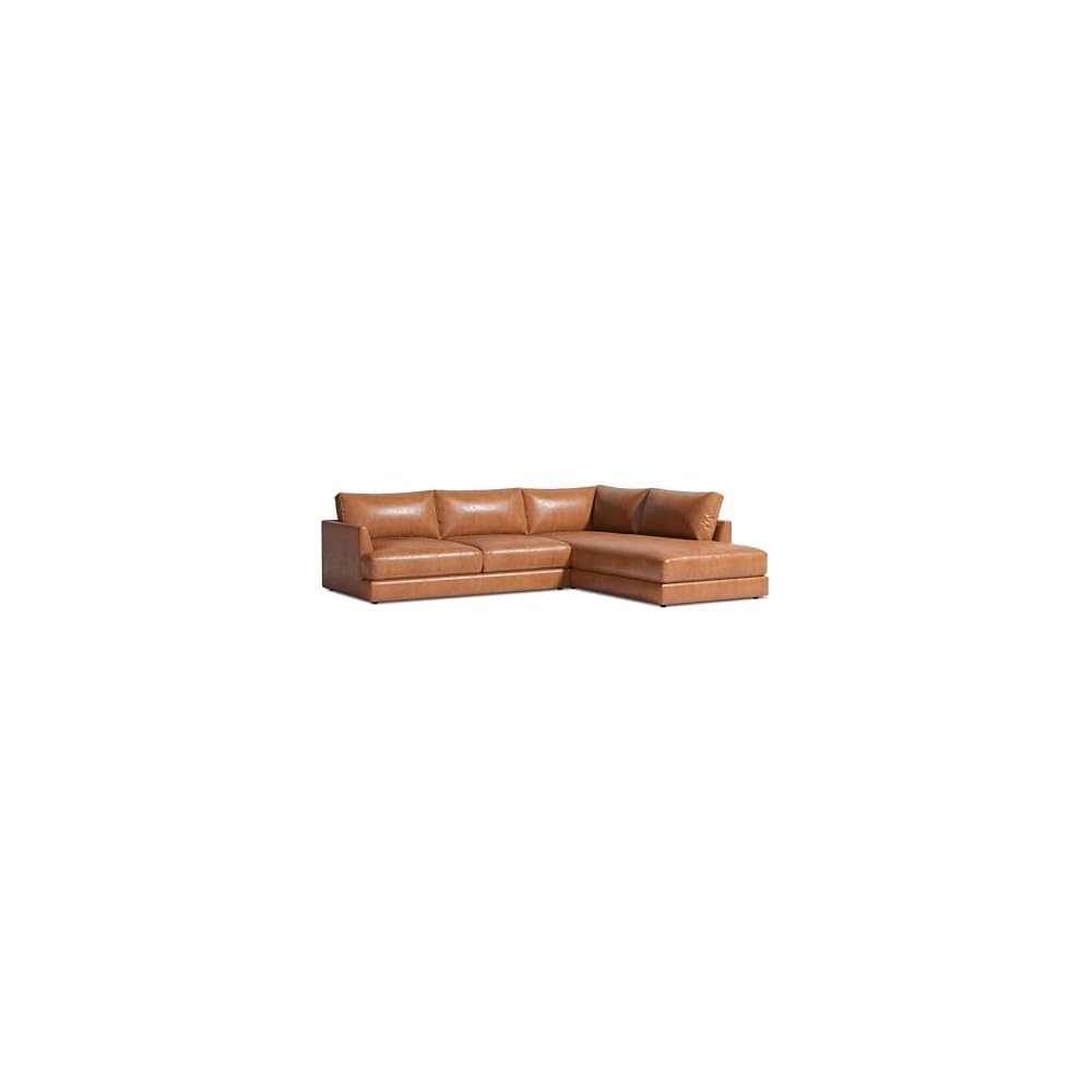 Valencia Serena 108" Full Leather Sectional Sofa with Right Bumper | Nappa 11000 Leather, Modern Low Profile Lounge Sofa | L Shaped Couch for Living Room Furniture, Cognac