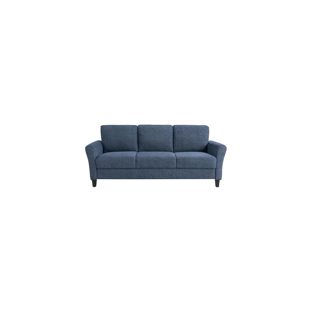 Watford 80.3" Sofa, Traditional Style, Pocket Coil Comfort, Black Legs, Velvet Fabric, Blue