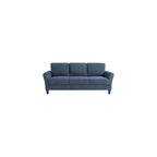 Watford 80.3" Sofa, Traditional Style, Pocket Coil Comfort, Black Legs, Velvet Fabric, Blue