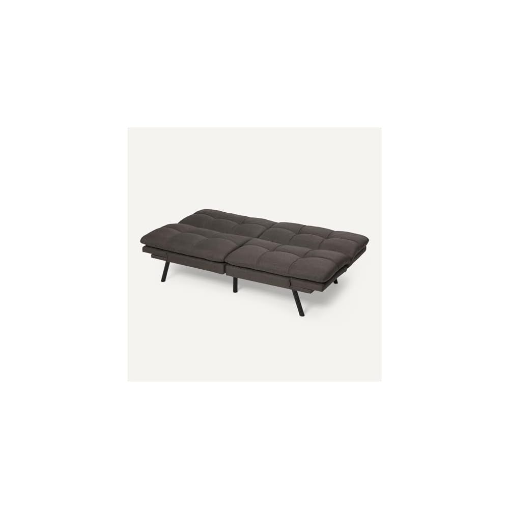 Futon Sofa Bed, Convertible Memory Foam Sofa Couch with Adjustable Positions for Small Living Room, Office, Apartment, Dark Grey Linen Fabric