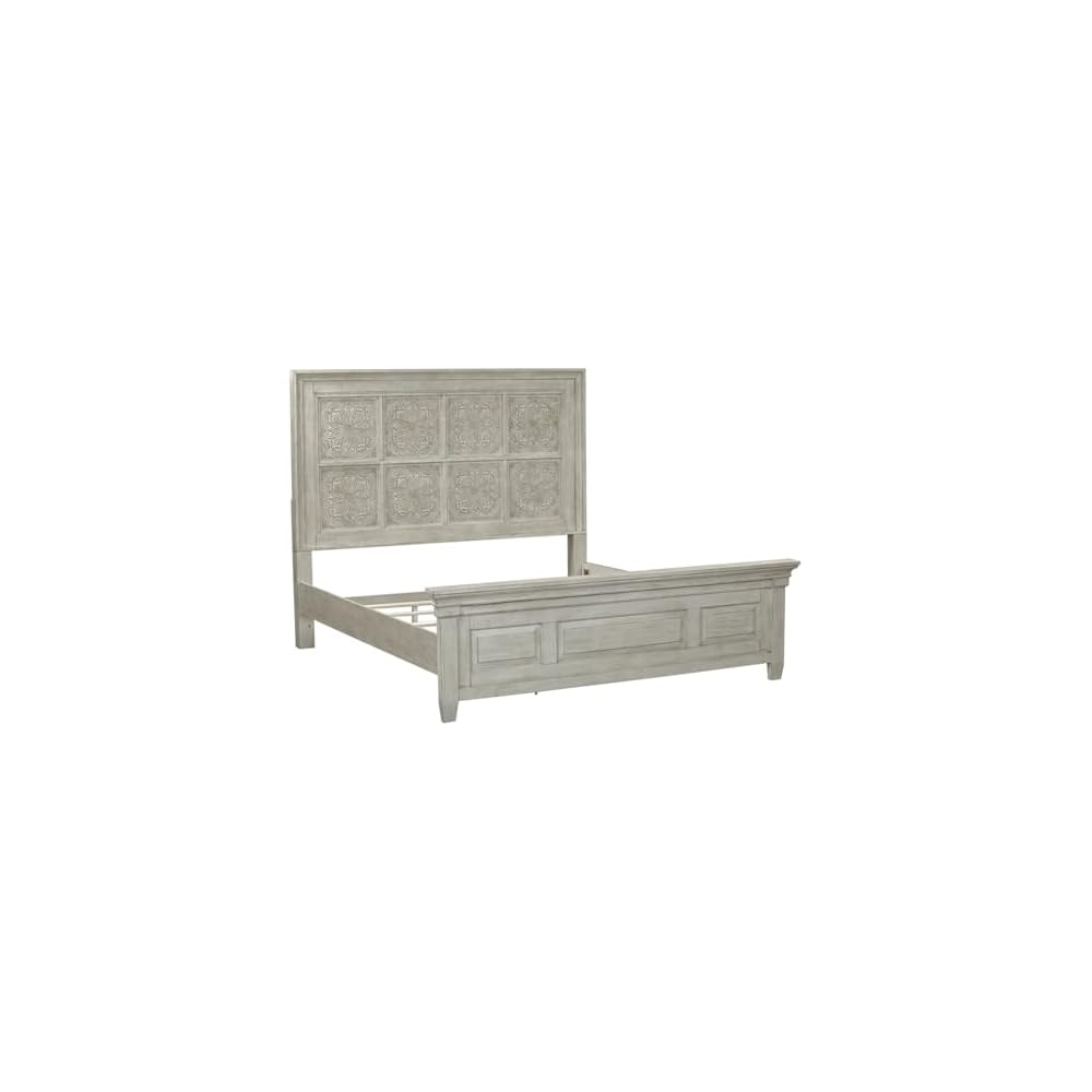 Liberty Furniture Heartland King Optional California Panel Bed Frame Farmhouse Bedroom with Antique Ceiling Tile Headboard - Antique White