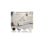 Power Reclining Living Room Sofa Furniture Set, Leather Reclining Couch with LED Ambient Light, Home Theater Seating with USB Ports/Wireless Power, Storage Console & Cup Holders, Beige
