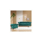 Home Sofa Living Room Furniture, 3 Seater 84" Velvet Upholstered Couch, Mid Century Modern Comfy Couch with Cushions, Classic Tufted Chesterfield Couches for Bedroom, Office, Apartment (Green)