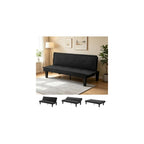 62.99" Faux Suede Futon Sofa Bed, 5‑Position Adjustable Backrest, Convertible Sleeper Couch, Suitable for Living Rooms & Offices, Black