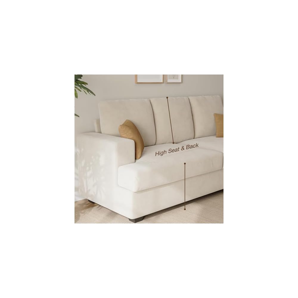 89" Cream White Couches for Living Room, 3 Seater Couch with Deep Seat, Oversized Loveseat Sofa for Apartment and Small Spaces