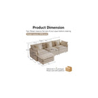 103.8" L-Shaped Modular Sectional Couch with Ottoman, Cloud Sofa