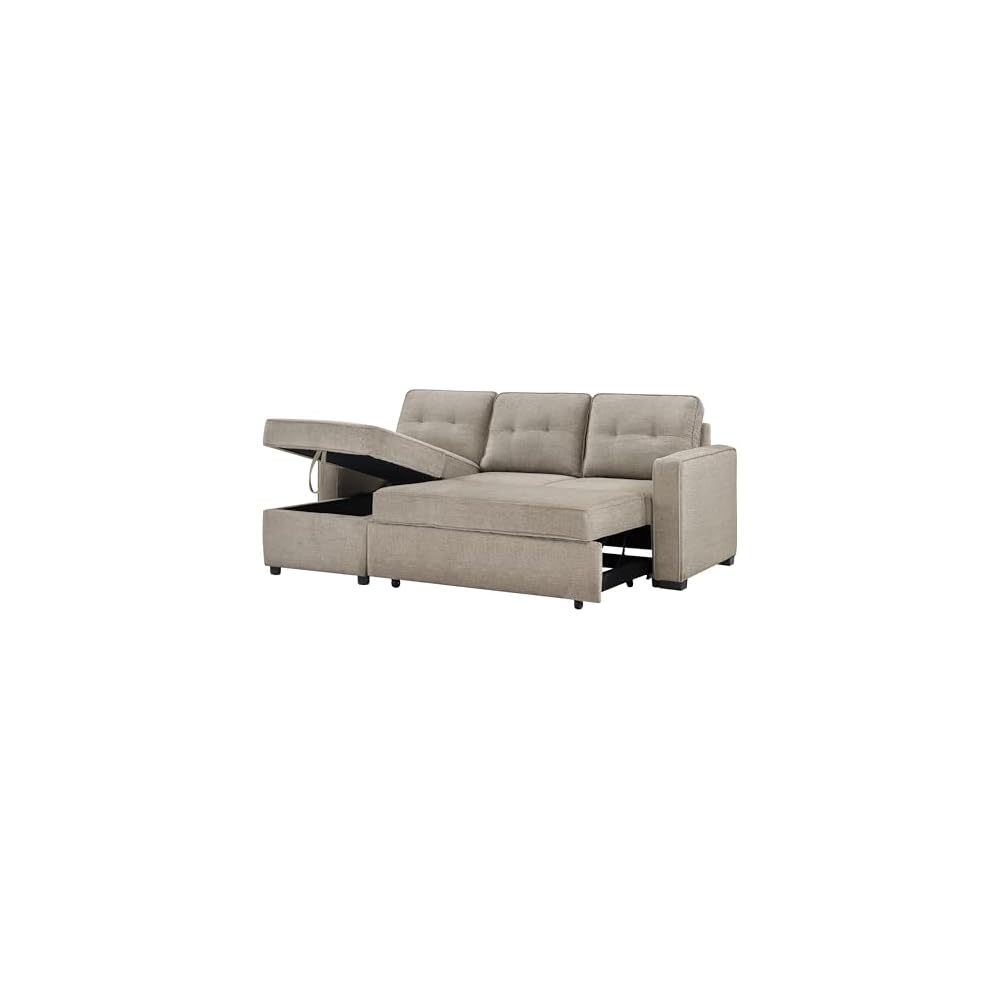 Furniture Noah Brown Reversiable 88" Chofa, Convertible Sleeper Chair, 7-Inch Cushion, 100% Polyester Fabric, 300lb Capacity, Living Room, Sofa, Bed, 88" L x 60.5" D x 36.5" H, Brown