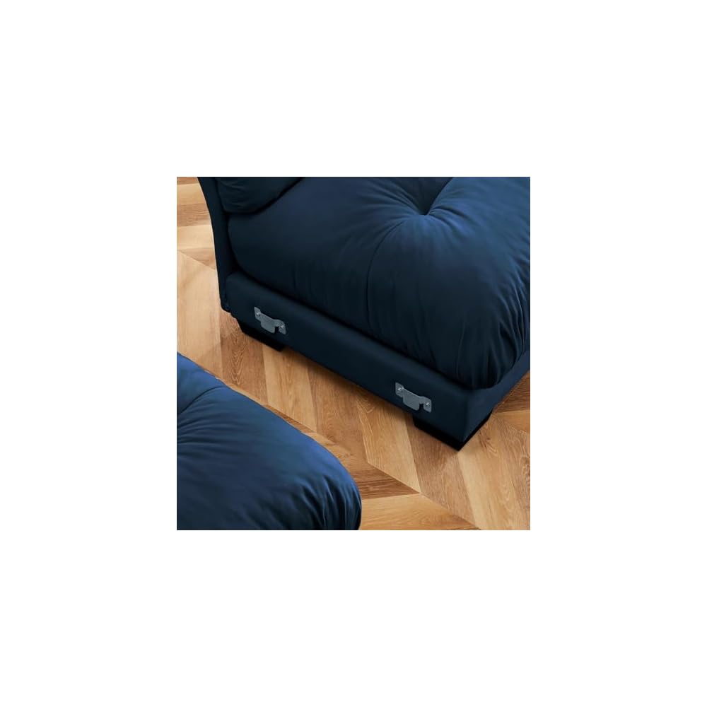 Milano Left-Facing Modular Sectional Sofa Chair with Bolster and Accent Pillows, Single Seater Corner Couch Component, Blue