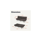 Futon Sofa Bed, Convertible Memory Foam Sofa Couch with Adjustable Positions for Small Living Room, Office, Apartment, Dark Grey Linen Fabric