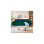 Convertible Futon Couch Bed, Sleeper Sofa Bed with Adjustable Backrests, Linen Futon Sofa 3 Seater Comfy Couch for Small Spaces, Living Room, Bedroom(Green, 75")