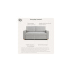 Tulsa 72" Convertible Sleeper Loveseat, Queen Size, Dreamcoil Comfort, FingerGuard Pinch Point Protection, Woven Fabric, Light Gray