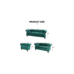 Home Sofa Living Room Furniture, 3 Seater 84" Velvet Upholstered Couch, Mid Century Modern Comfy Couch with Cushions, Classic Tufted Chesterfield Couches for Bedroom, Office, Apartment (Green)