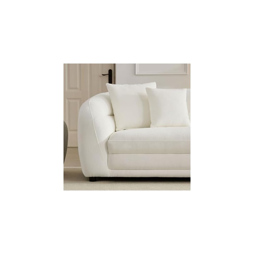 125" Curved Oversized Boucle Modular Sectional Sofa with Right Chaise, Upholstered 4-Seater Comfy Couch with 40D High-Density Rebound Foam & 4 Pillows, Easy Assembly, for Living Room, White