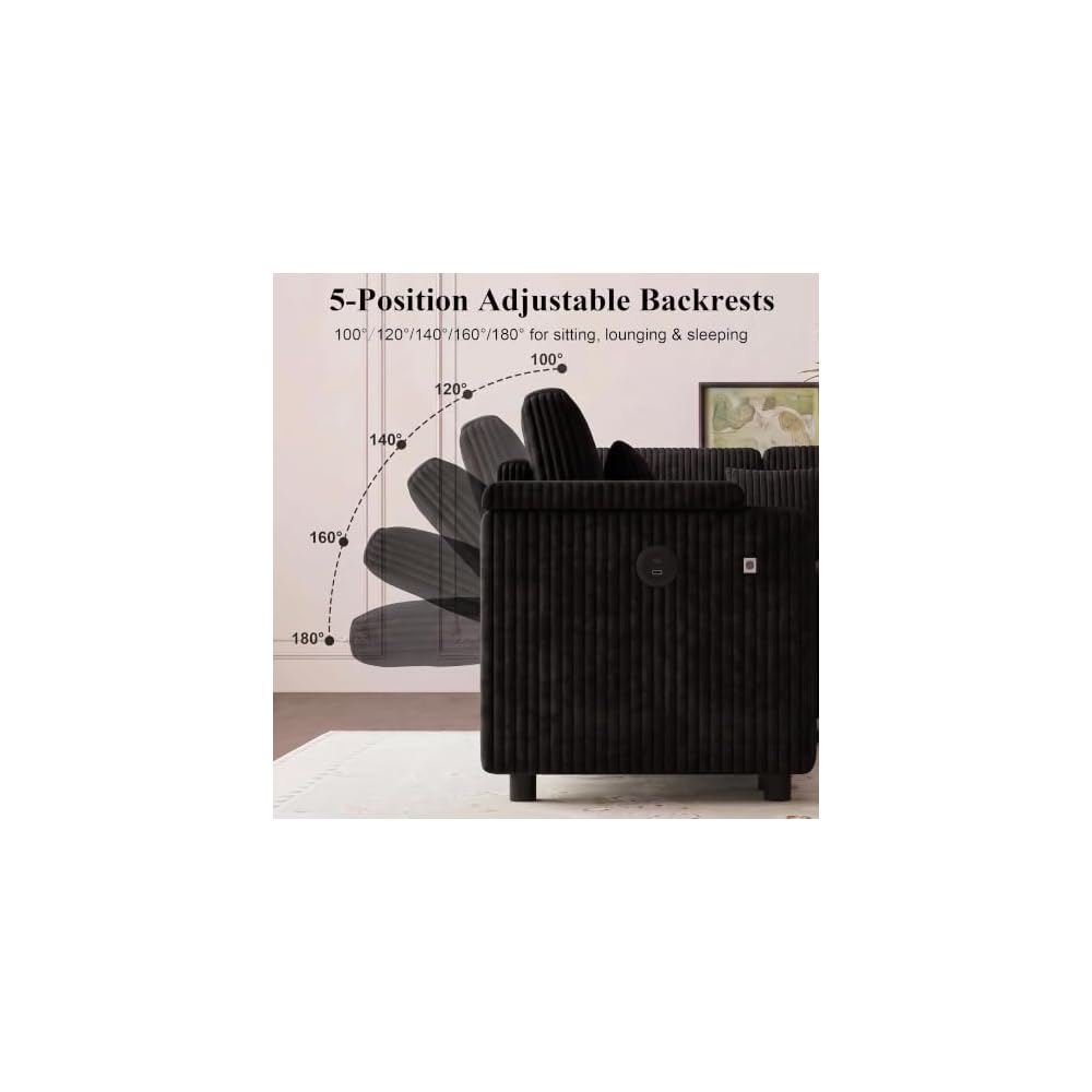 100" 7-seat Modular U-Shaped Storage Sofa with Pull Out Bed