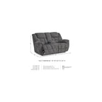 Foreside Contemporary Stain Resistant Manual Double Reclining Loveseat with Console, Storage and Cup Holders, Gray