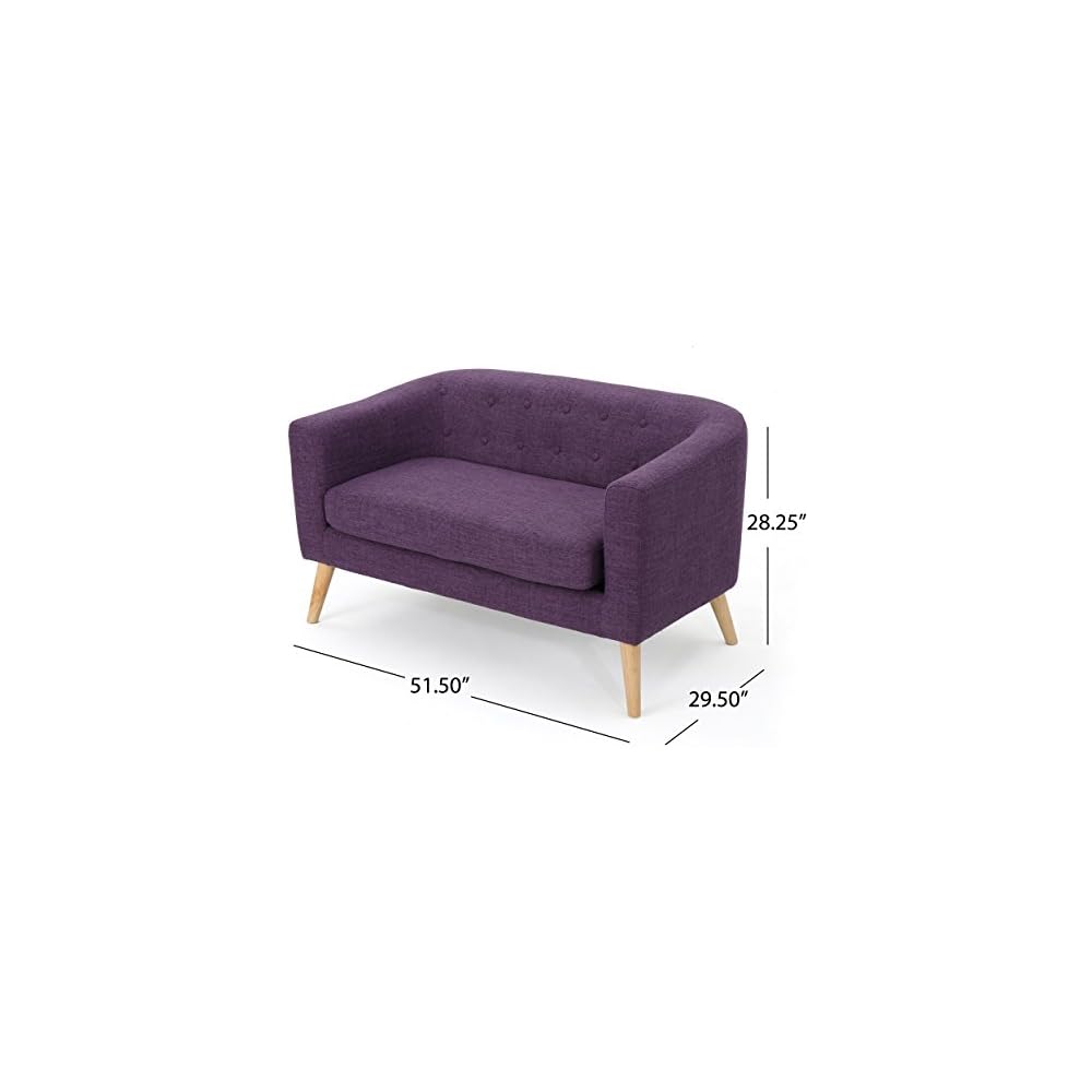 Bridie Mid-Century Modern Loveseat, Muted Purple Fabric
