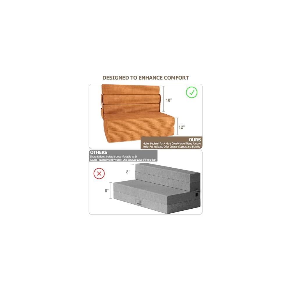 5-Fold Folding Sofa Bed Twin, No Assembly for Dorm/Apartment Brown