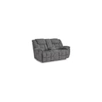 Foreside Contemporary Stain Resistant Manual Double Reclining Loveseat with Console, Storage and Cup Holders, Gray