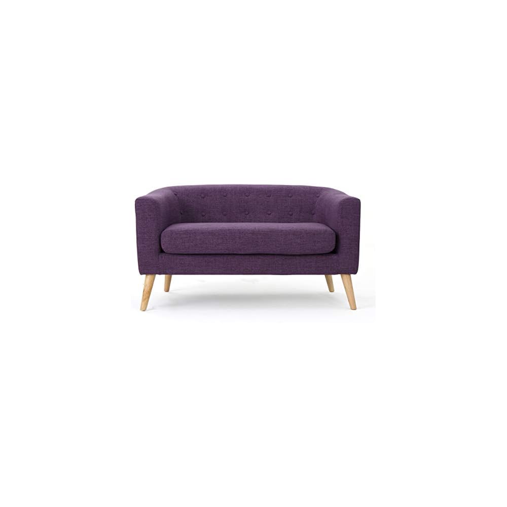 Bridie Mid-Century Modern Loveseat, Muted Purple Fabric