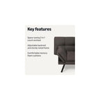 Futon Sofa Bed, Convertible Memory Foam Sofa Couch with Adjustable Positions for Small Living Room, Office, Apartment, Dark Grey Linen Fabric
