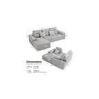 105" Boneless Couches for Living Room, Cloud Couch Modular Sectional Sofa Bed Convertible, Sleeper Sofa With Latex-like Cushion & Throw Pillow, No assembly required, Chenille Fabric 8512 (Gray)