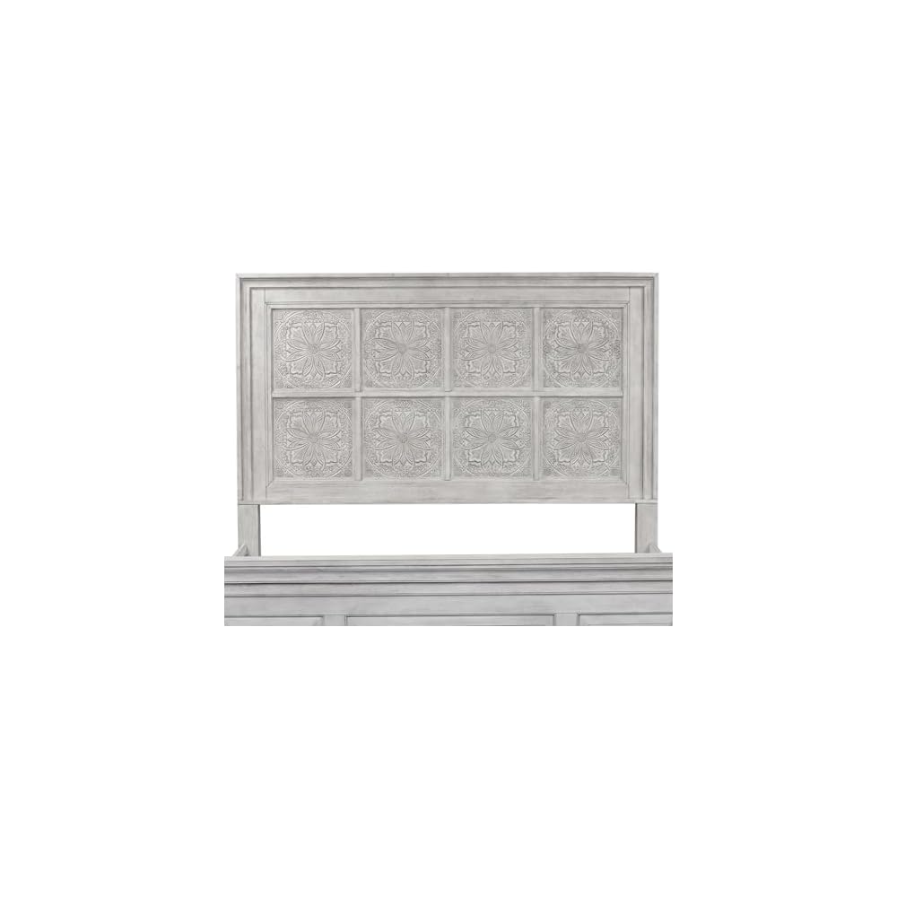 Liberty Furniture Heartland King Optional California Panel Bed Frame Farmhouse Bedroom with Antique Ceiling Tile Headboard - Antique White