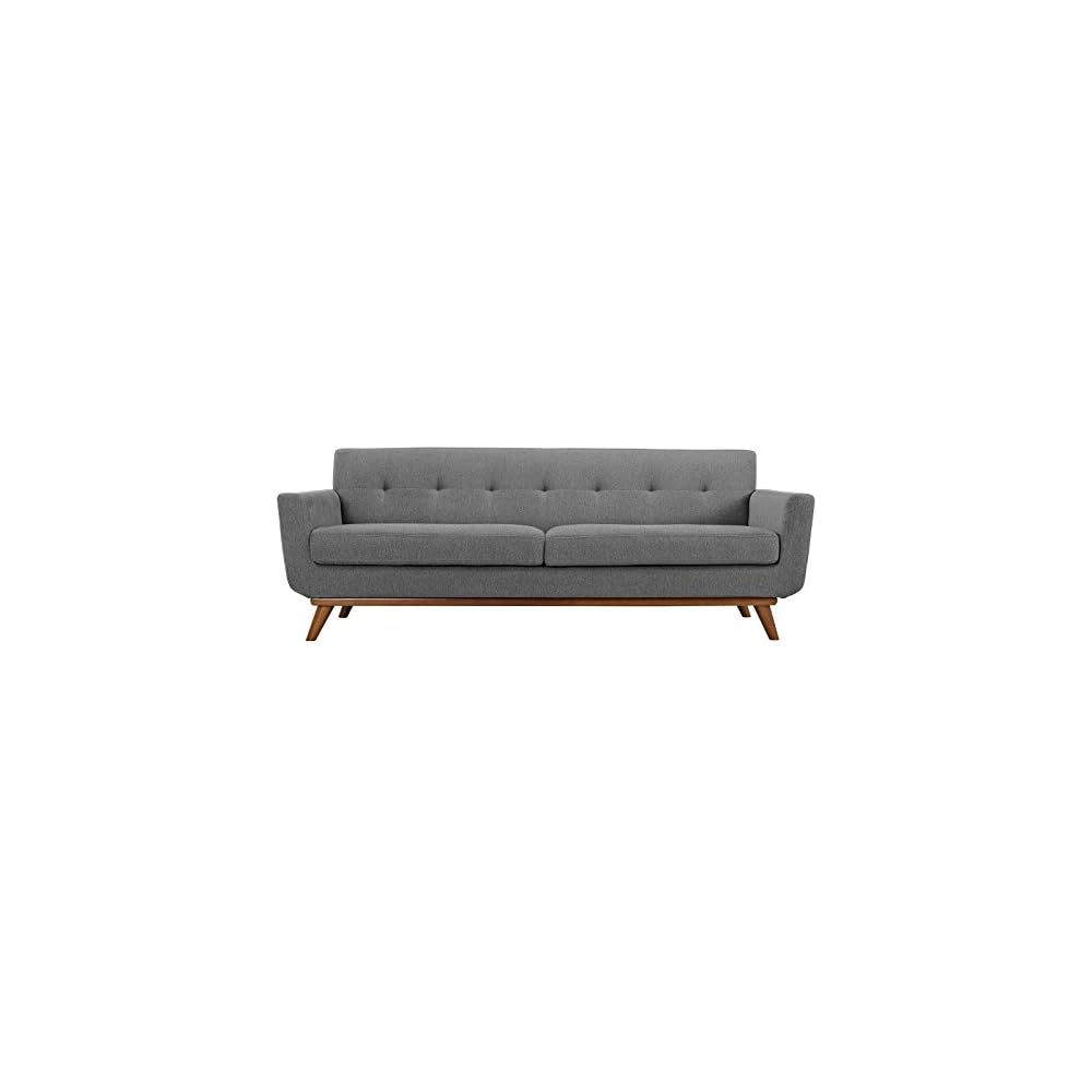 Engage Mid-Century Modern Upholstered Fabric Sofa in Expectation Gray