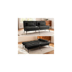 72″ Convertible Futon Sofa Bed, Adjustable Backrest, Black