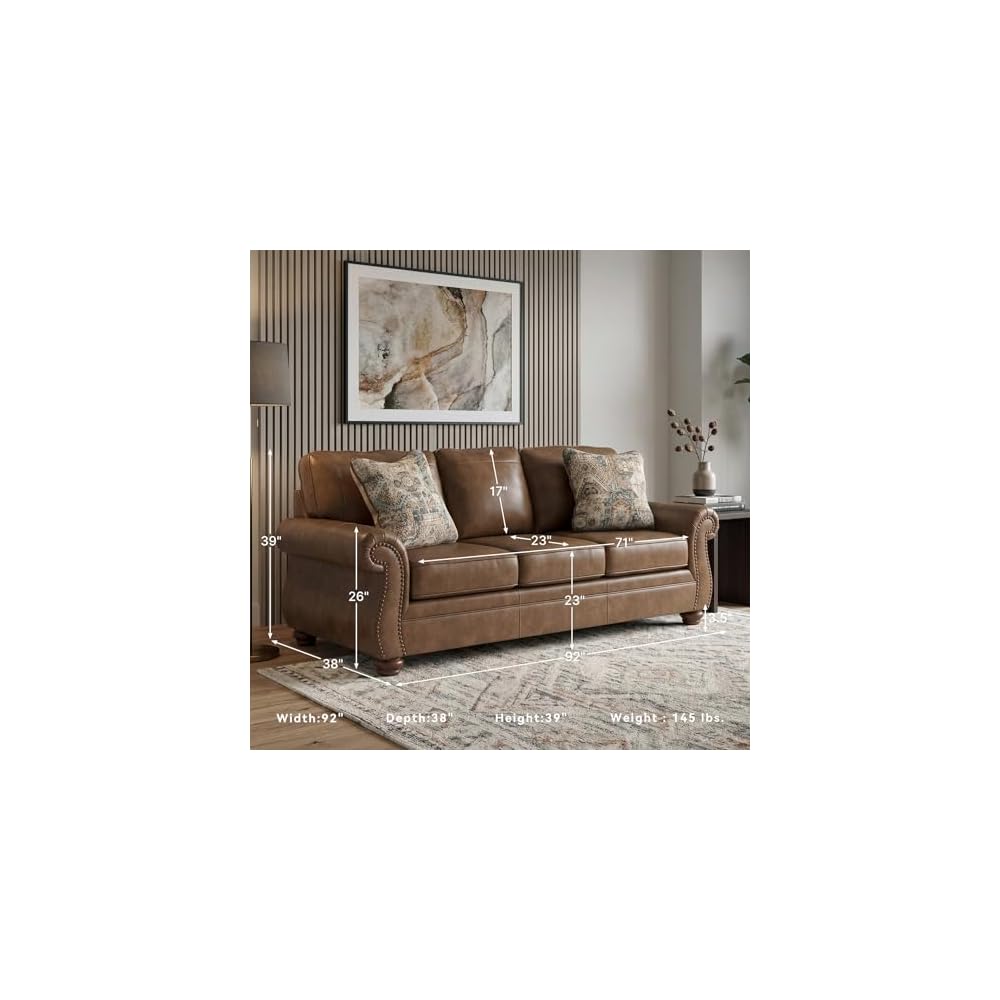 Faux Leather Sofa, Earth Brown, Chatterton