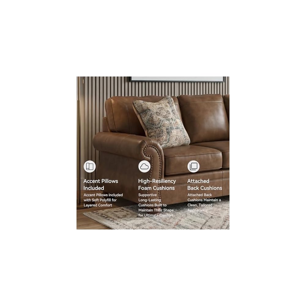 Faux Leather Sofa, Earth Brown, Chatterton