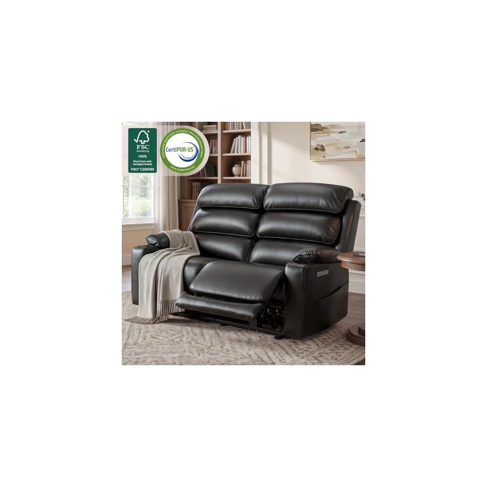 64 in Oversized Reclining Loveseat with Heat & Massage 6711 (Black)