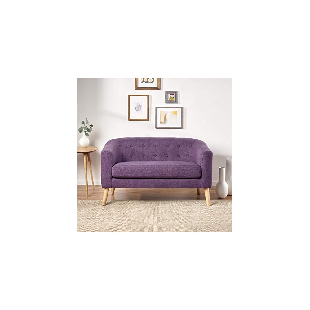 Bridie Mid-Century Modern Loveseat, Muted Purple Fabric