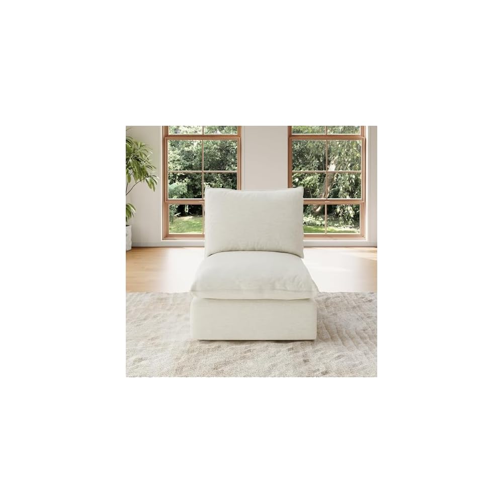 Cloud Modular Sectional, Middle Waterproof High Backrest Sectional Sofas,Down Filled Modular Couch with Removable Washable Cover for Living Room,Cream White