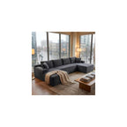 125" Modular Sectional Sofa Couch, U-Shaped Boneless Couch, Dark Grey