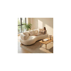 Curved Sectional Sofa, 102", 4-Seater, Pillows, Deep Seats, Boucle, Modern