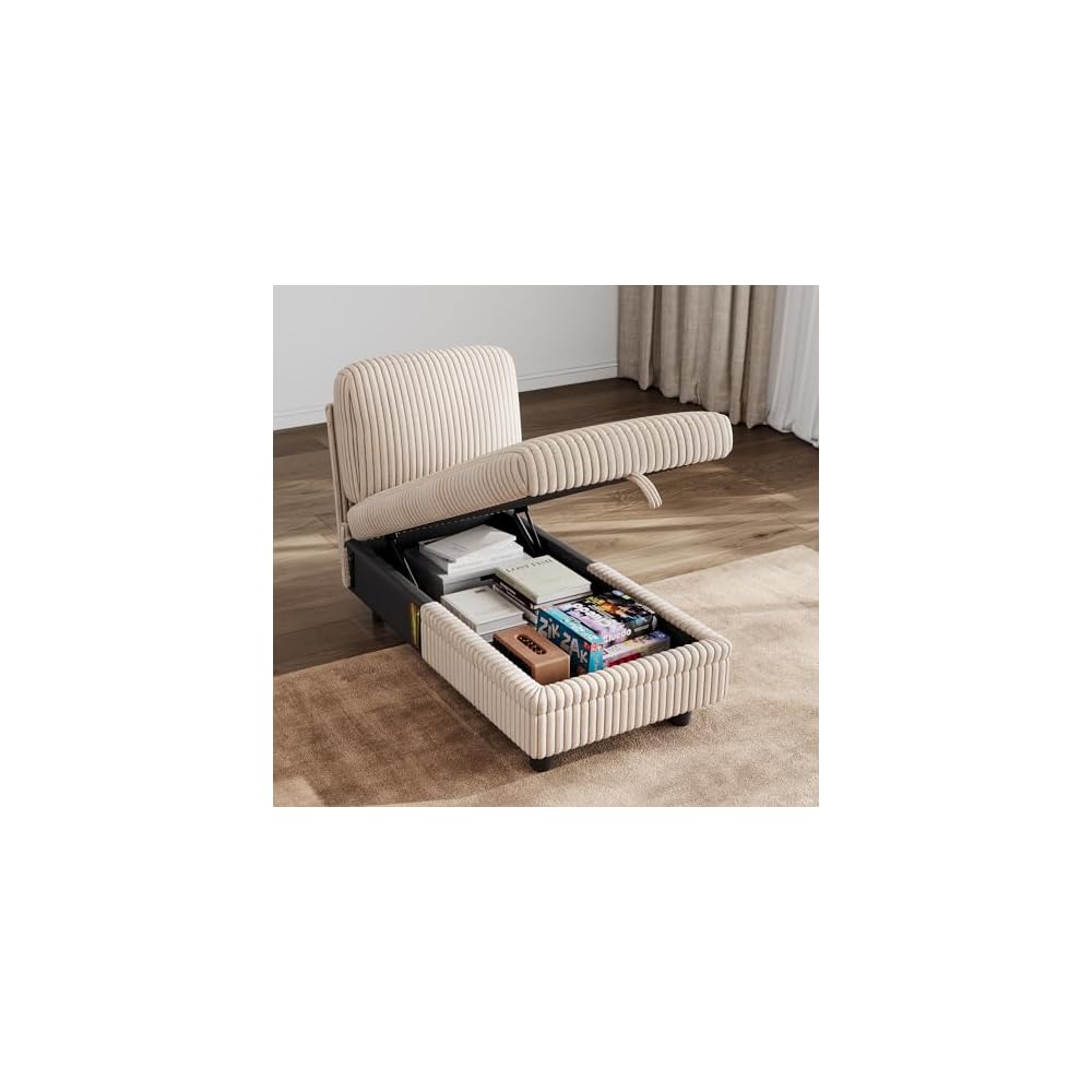 Sleeper Sofa Set Accessories, Storage Seat Sofa (Beige, Storage Chaise)