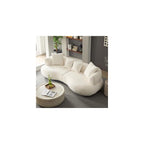 Curved Sectional Sofa, 102", 4-Seater, Pillows, Deep Seats, Boucle, Modern