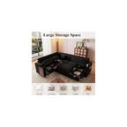 100" 7-seat Modular U-Shaped Storage Sofa with Pull Out Bed