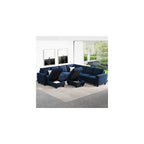 Modular Sectional Sofa U Shaped Sectional Couch with Storage Ottoman Velvet 9-Seater Convertible Sectional Sofa with Chaises Blue